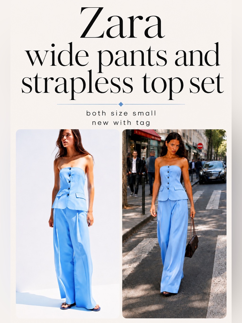 VIRAL ZARA ( TWO PIRCE SET ) INCLUDING  WIDE PANTS AND TOP SIZE S
🚨NO DISCOUNT